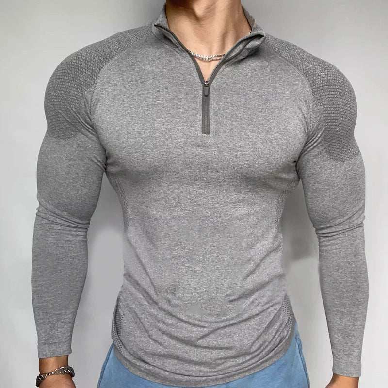 Naadloze lange mouwen rits training fitness outdoor sterke top slim fit Nexora Store