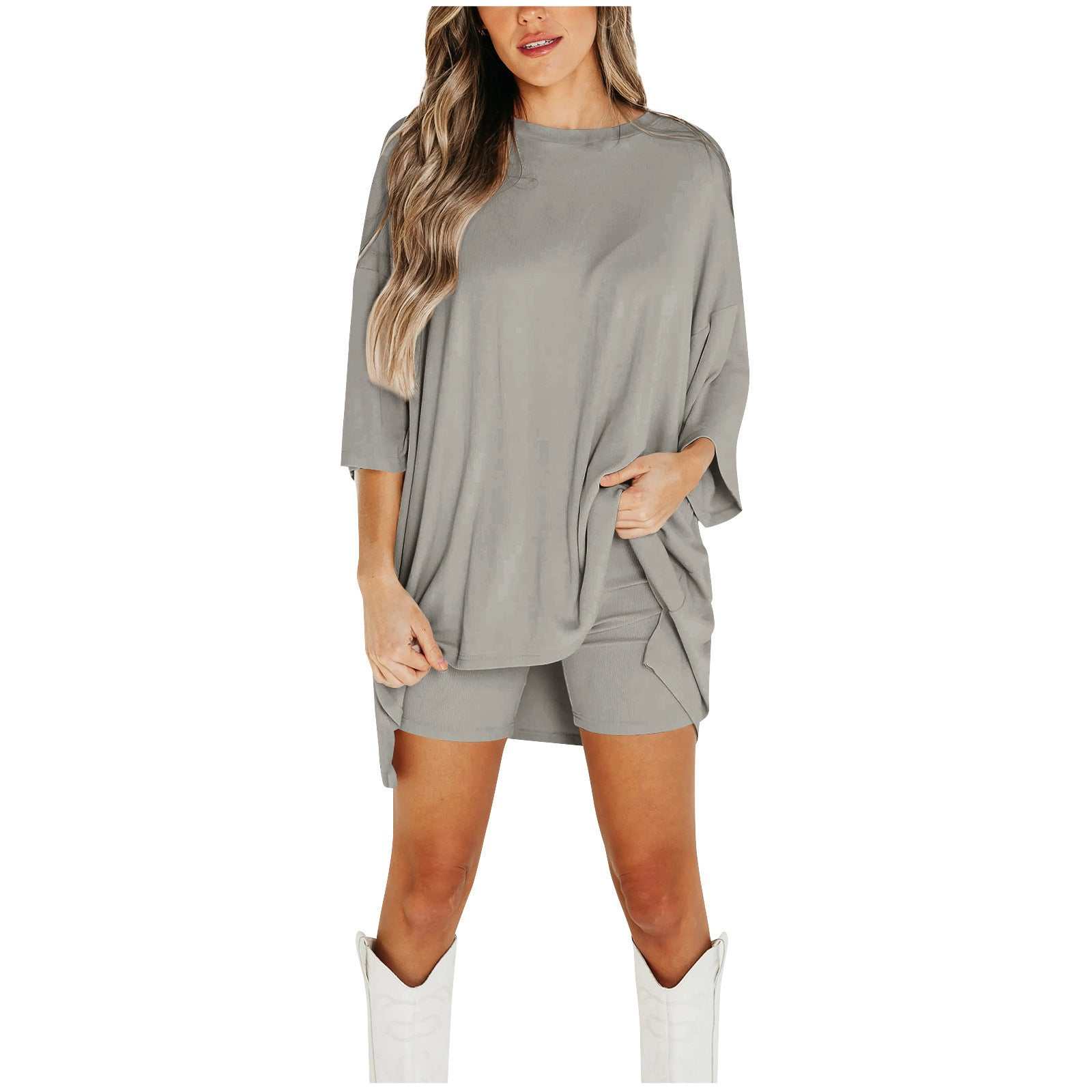 Zomer Shorts Pak Mode Losse Korte Mouwen T-shirt En Slanke Strakke Broek Dameskleding Ritchy's Shop