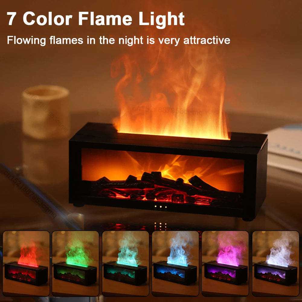 New Flame Aromatherapy Machine Colorful Essential Oil Diffuser Home Large Fog Volume Flame Humidifier 3D Flame Fireplace Machine Nexora Store
