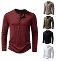 Men's Long-sleeved T-shirt Fashion Casual Solid Color Pullover Button Top Autumn And Spring Clothing Nexora Store