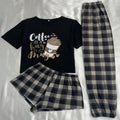 Driedelige pyjama voor dames, cartoon geruite shorts, broeken, huiskleding Nexora Store