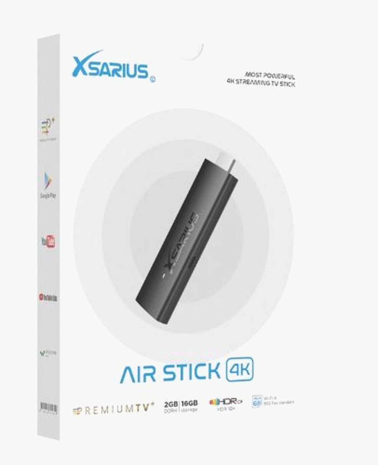 Xsarius AIR TV Stick 4K UHD Android 11 streaming device with Quad-Core processor and Wi-Fi 6