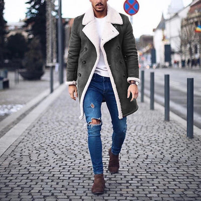 Mode heren winter warme jas effen kleur lange mouwen trenchcoats Nexora Store
