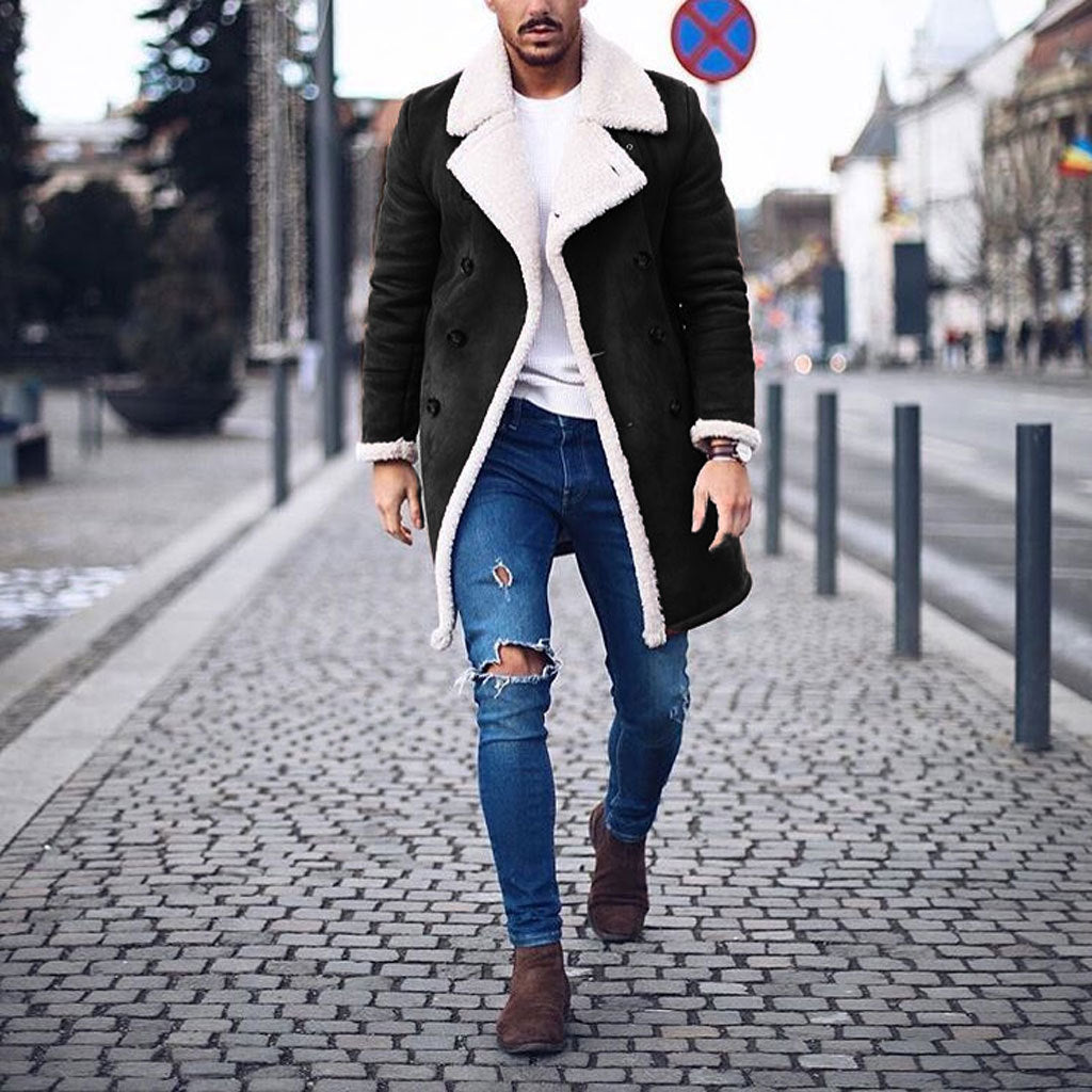 Mode heren winter warme jas effen kleur lange mouwen trenchcoats Nexora Store