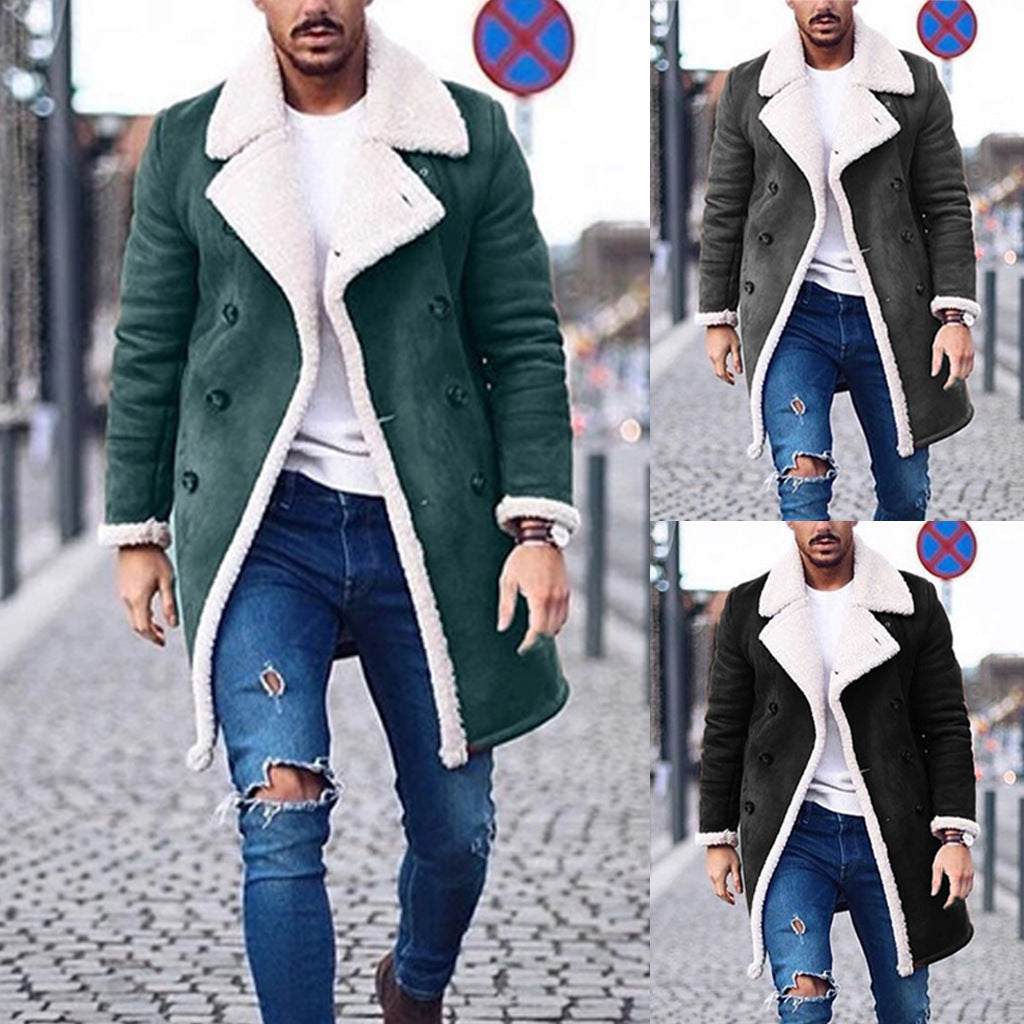 Mode heren winter warme jas effen kleur lange mouwen trenchcoats Nexora Store