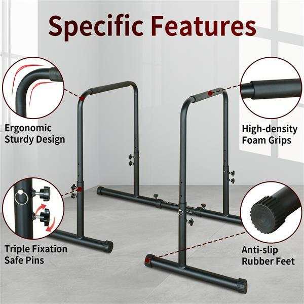 Power Tower pull up stand with ergonomic design, high-density foam grips, triple fixation pins, and anti-slip rubber feet for stable home workouts