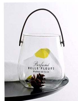 Glazen vaas met bloemenarrangement, gedroogd fruit Nexora Store