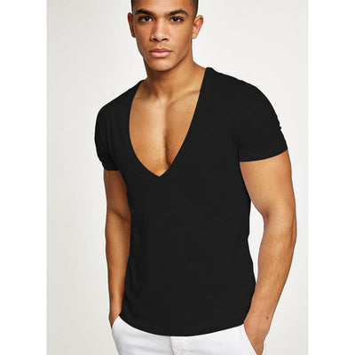 Shirts Heren Diepe V-hals Korte Mouw T-shirts Zomer Streetwear Casual Effen Slim Polyester T-shirts Gym Fitness Boksen T-shirt Tops Nexora Store