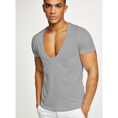 Shirts Heren Diepe V-hals Korte Mouw T-shirts Zomer Streetwear Casual Effen Slim Polyester T-shirts Gym Fitness Boksen T-shirt Tops Nexora Store