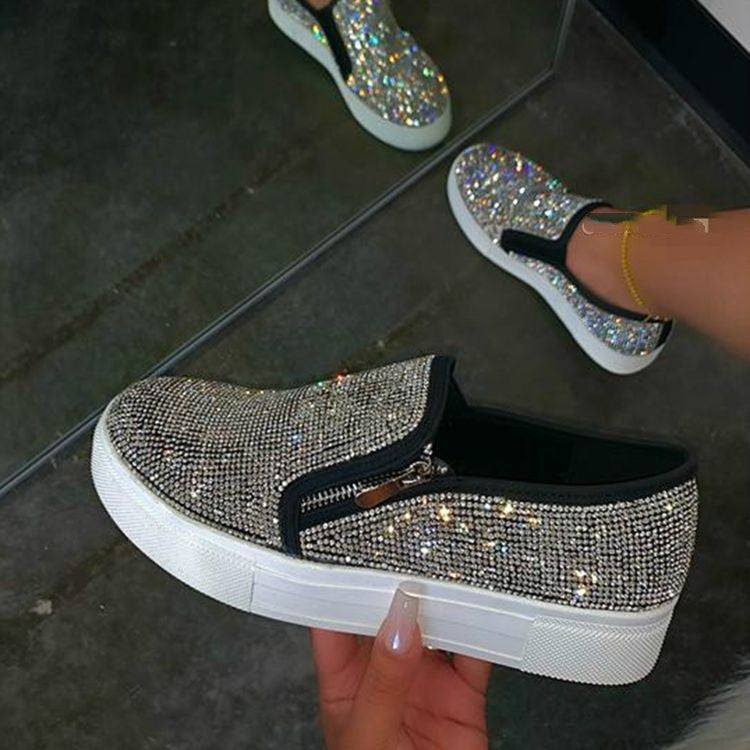 Grote maat platte casual schoenen met strass en één pedaal, luie schoenen Ritchy's Shop
