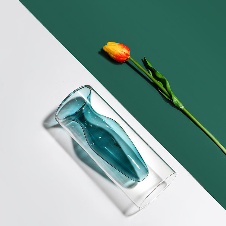 Woonaccessoires Nordic Ins Kleurrijke glazen transparante vaas Woonkamer Eettafel Gedroogde bloemen Hydrocultuur vazen Ritchy's Shop