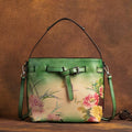 Color Printing Flowers Hand Brush Color Head Layer Leather Hand Inclined Cross Bag Nexora Store