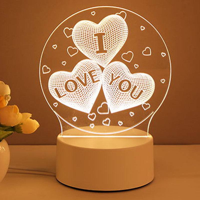 3D-lamp acryl USB LED nachtlampje valentijnsdagcadeau warm wit licht kamerdecoratie neonreclamelamp