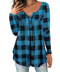 Geplooid bloemenshirt met lange mouwen en V-hals Nexora Store