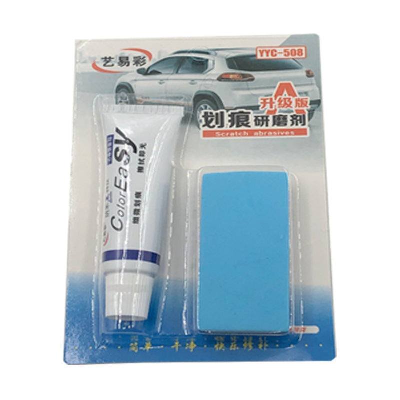 Autokrassenverwijderaar tube with blue and black foam applicator for removing light car scratches