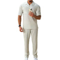 Mode Casual Polo Korte Mouw Overhemd Broek Tweedelig Set Herenpak Ritchy's Shop