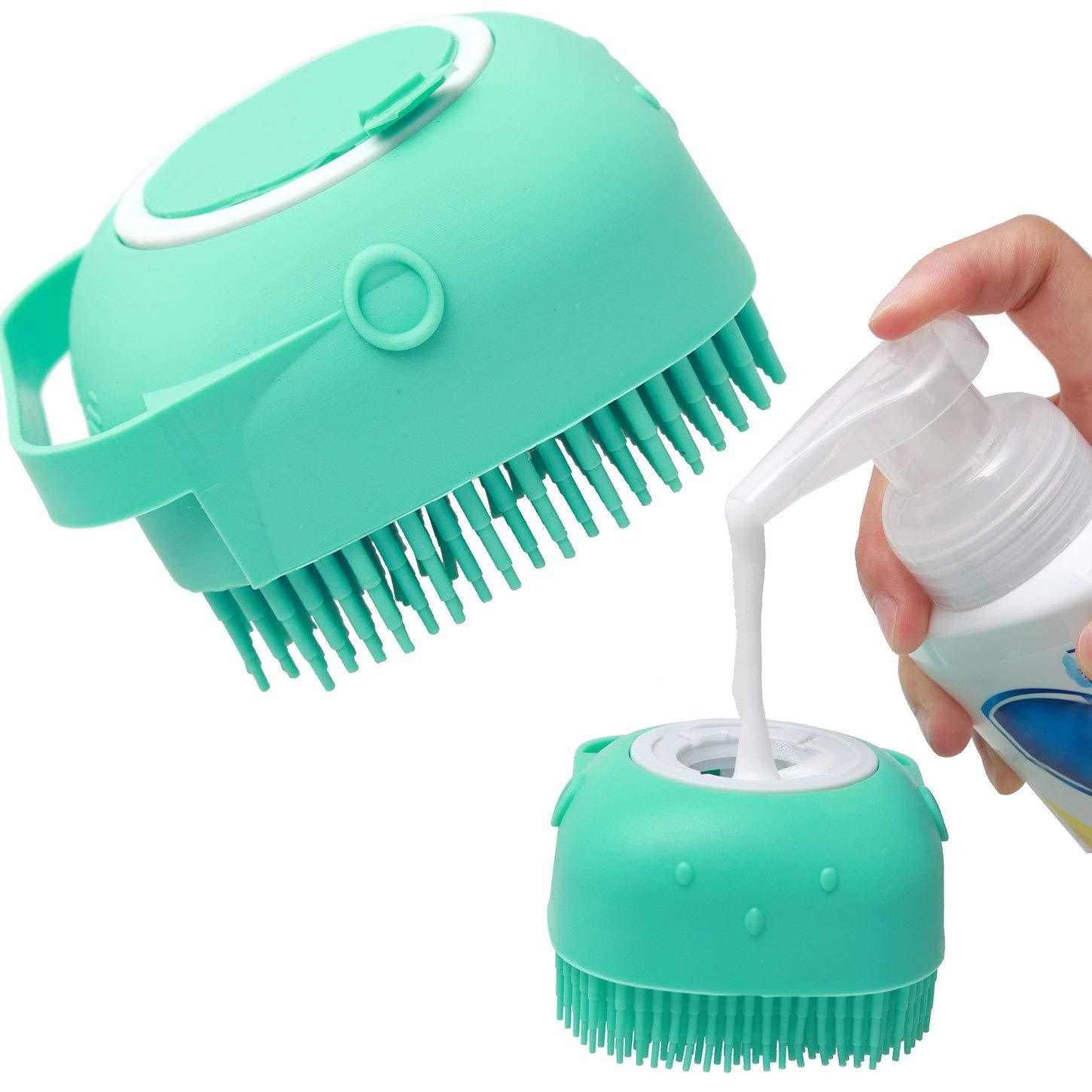 Silicone hondenshampoo massageborstel en scrubdispenser voor kort haar met zachte silicone borstelharen