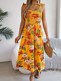 Bloemenprint jarretelle korset jurk in mode vakantie strand lange jurken zomerkleding voor vrouwen Nexora Store