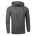 Men's gray hoodies sweater with textured fabric and drawstring hood, made of 65% cotton and 35% polyester