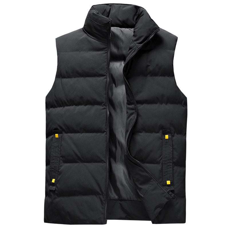Zwarte heren herfst-winterjas slim fit zonder mouwen van polyestervezel
