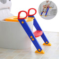 3-in-1 baby-potje training toilet ladder with red handles, blue steps, and yellow base for toddlers
