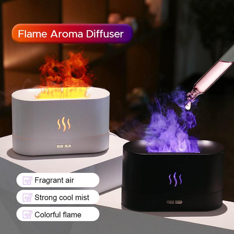 USB-ultrasonore vlambevochtiger met kleurrijke LED vlam en aromaverspreider voor ontspanning