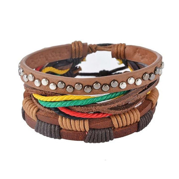 leren armband voor heren vintage punk stijl met meerdere lagen en kralen
