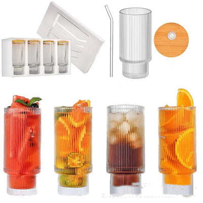16oz glazen drank met bamboehouten afdekking en tape-rietje Nexora Store