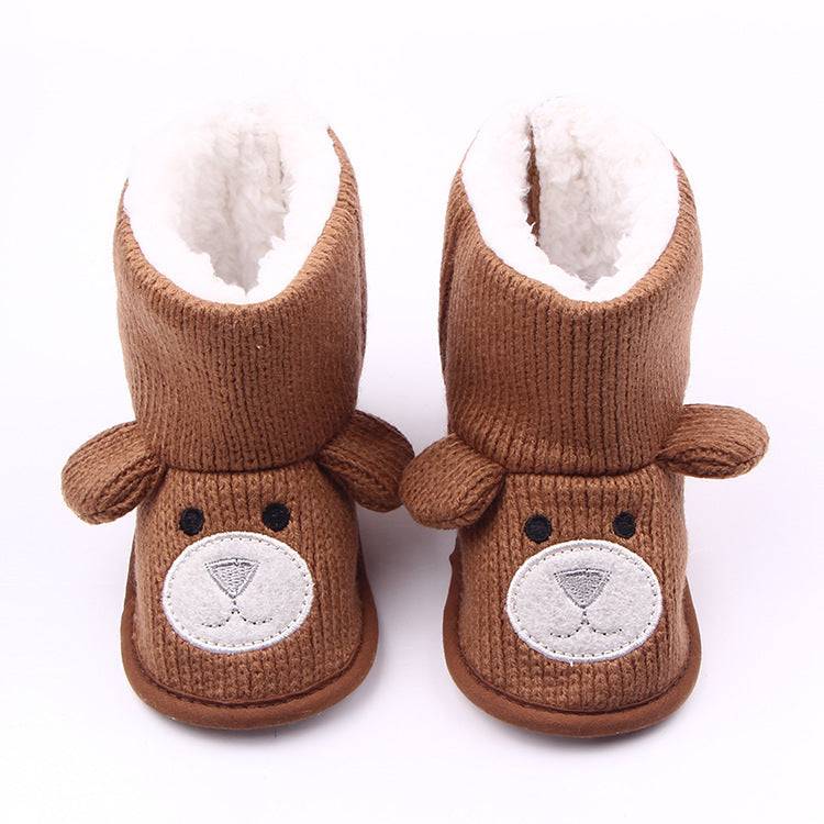 herfst winter nieuwe baby slippers with bear face and ears in brown color