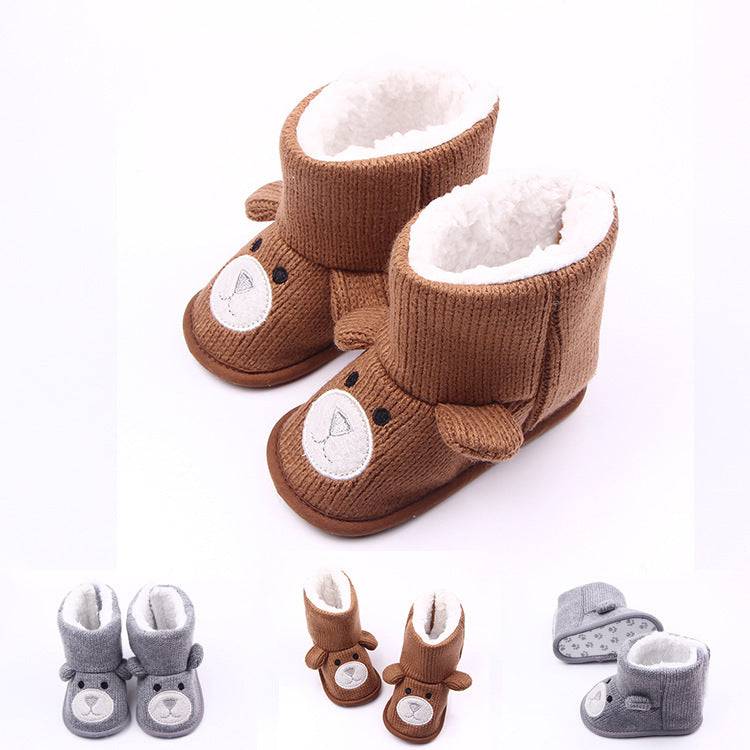 herfst winter nieuwe baby warm teddy bear booties in brown and grey colors