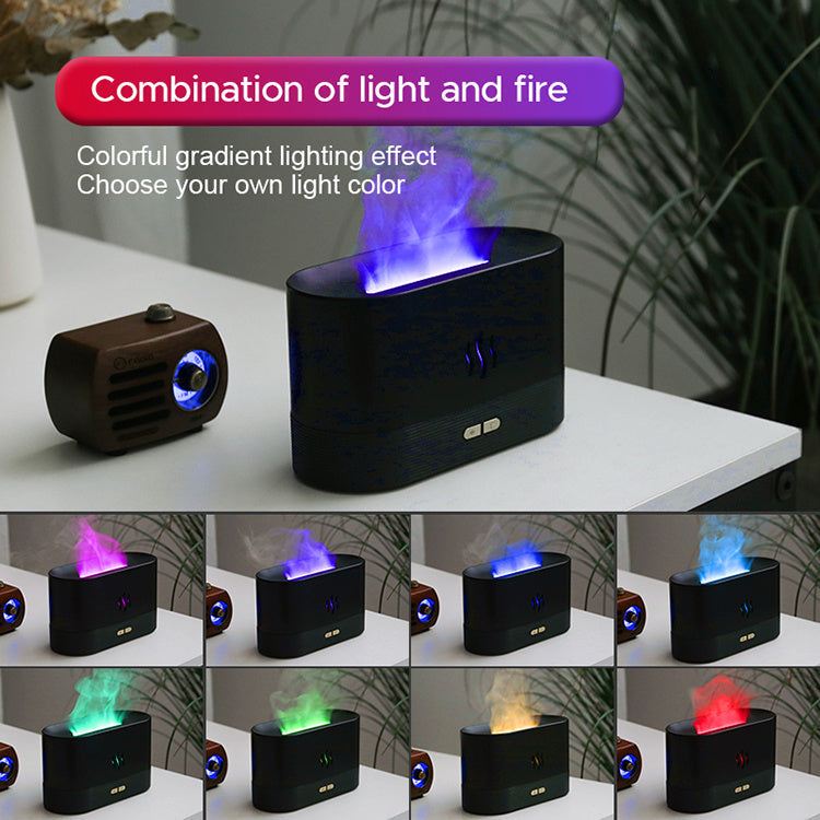 Best verkochte USB-ultrasonore vlambevochtiger (2022) met LED RGB-kleurrijke etherische olie, vuurvlam en aromaverspreider Nexora Store