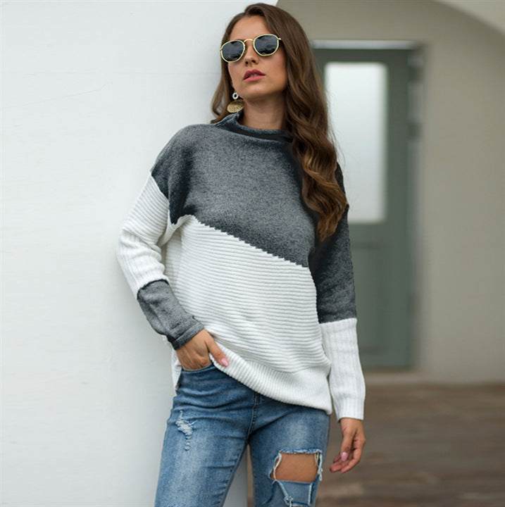 Woman wearing red and white plus size sweater pullover with jeans and sunglasses