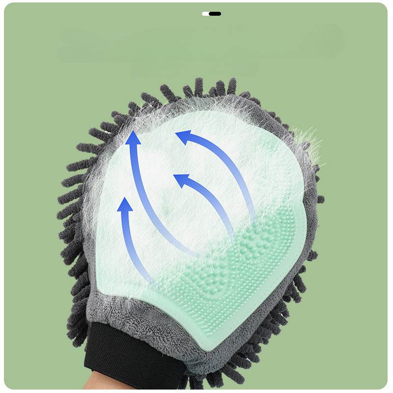 2-in-1 verzorgingshandschoen voor huisdieren, elegante hondenverzorgingstool voor borstelen, masseren en drogen, verzorgingsset voor honden en katten, 2-zijdige badborstel, reinigings- en massagehandschoen Ritchy's Shop