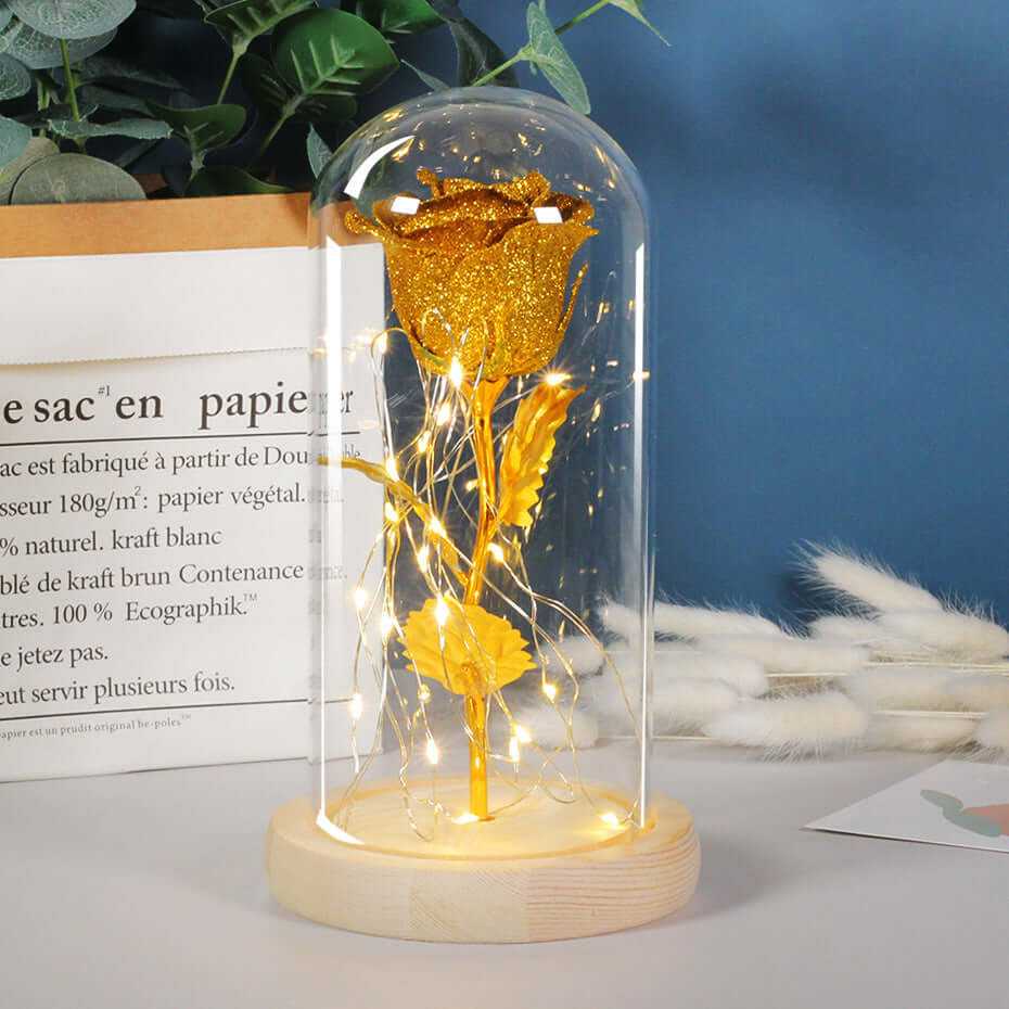 Valentines Day Gift  For Girlfriend Eternal Rose Flowers LED Light In Glass Cover Day Wedding Decoration Favors Mother Day Female Gift  Gift Nexora Store