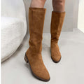 Chunky Heel Small Slim Suede Over The Knee Side Zipper Boots Nexora Store