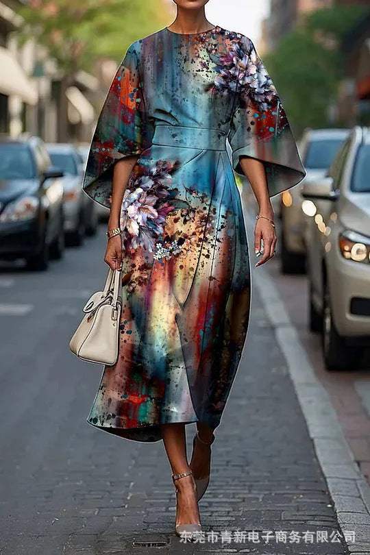 Vrouwelijke creatieve casual print elegante jurk Nexora Store