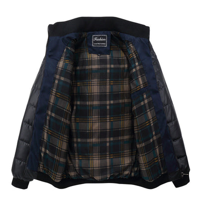 Herenkleding van katoen, Koreaanse versie van de effen stiksels, katoenen herenkraag voor mannen van middelbare leeftijd, zelfontplooiingskraag Nexora Store