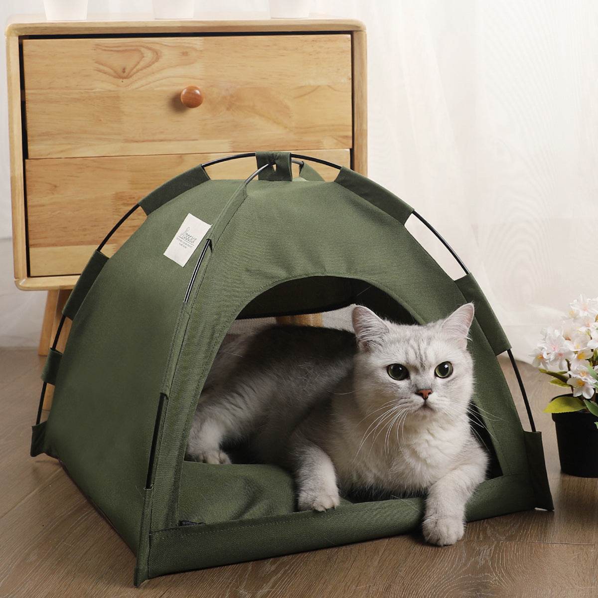 Kattententbed met verwijderbare, antislip zachte mat, draagbare tent voor katten en kleine honden, ademende, zelfkoelende mat voor honden en katten Ritchy's Shop