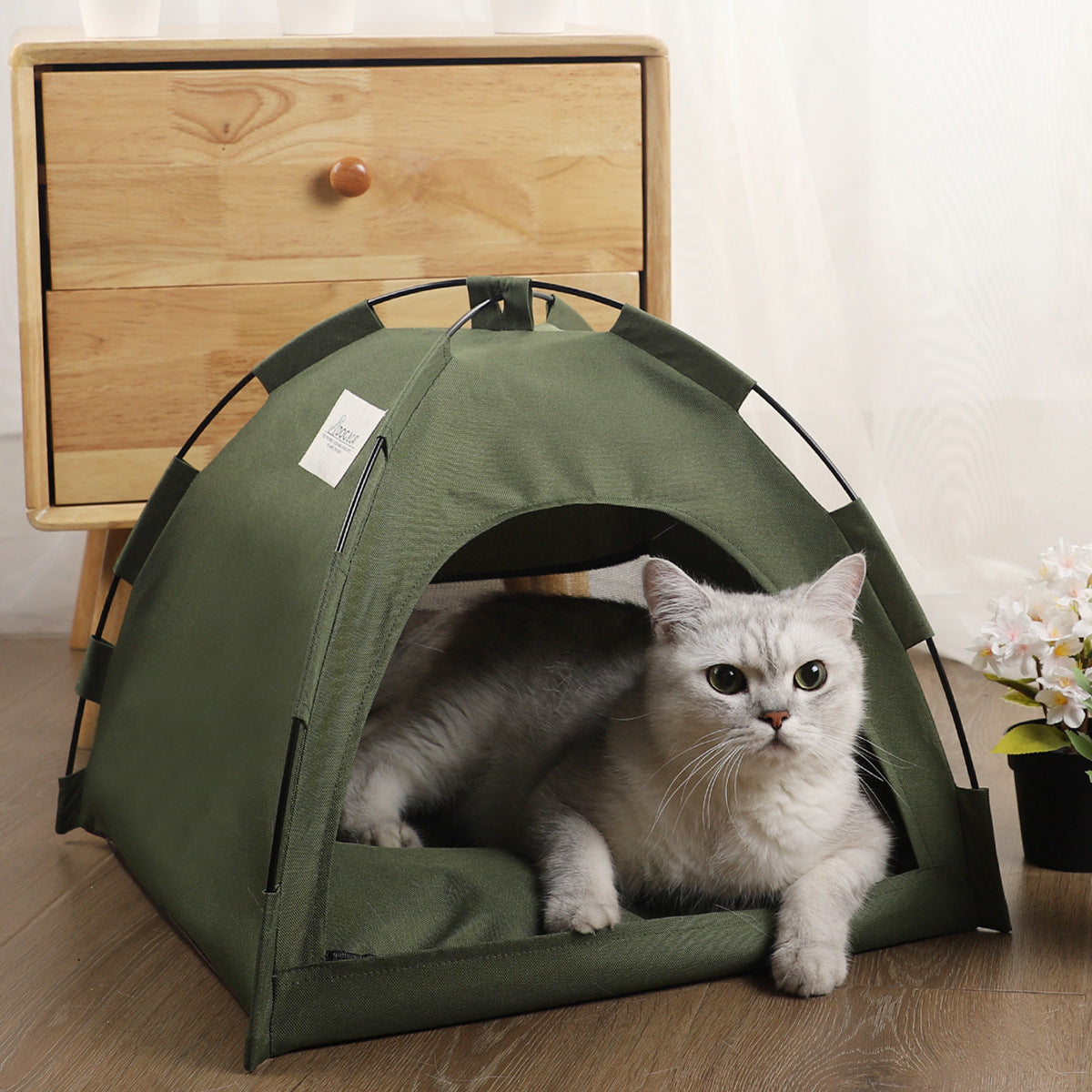 Kattententbed met verwijderbare, antislip zachte mat, draagbare tent voor katten en kleine honden, ademende, zelfkoelende mat voor honden en katten Ritchy's Shop