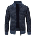Thickened Plaid Print Jacket Cardigan Fashion Slim Fit Zipper Stand Collar Sweater Winter Men's Casual Long Sleeve Knitted Top Clothing Nexora Store