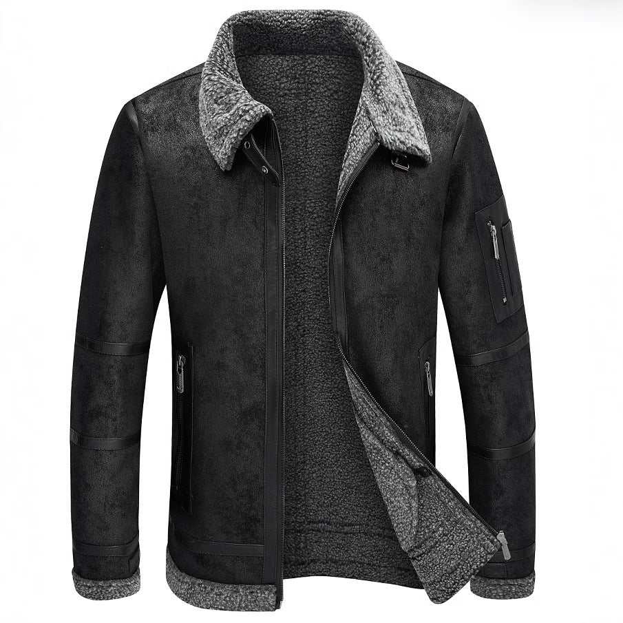 Heren herfst- en winterjas met fleecevoering en dikke bontkraag Ritchy's Shop