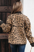 Sloane Leopard Zip Up Pocket Jacket Threaded Pear
