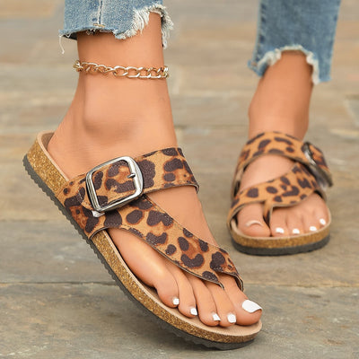 Romeinse stijl teenbedekkende luipaardpantoffels Ritchy's Shop