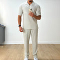 Mode Casual Polo Korte Mouw Overhemd Broek Tweedelig Set Herenpak Ritchy's Shop