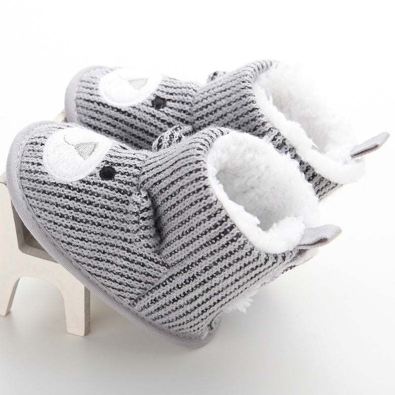 herfst winter nieuwe gray knitted warm baby booties with soft lining