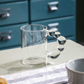 Transparante borosilicaatglas beker met handgreep bruine suiker vorm in Koreaanse stijl