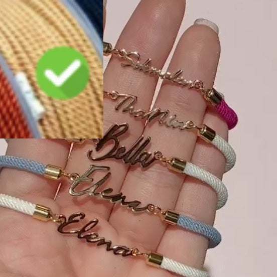 Gepersonaliseerde kleurrijke touwketting met aangepaste naamarmband, gepersonaliseerde verstelbare naamsieraden voor meisjes Nexora Store