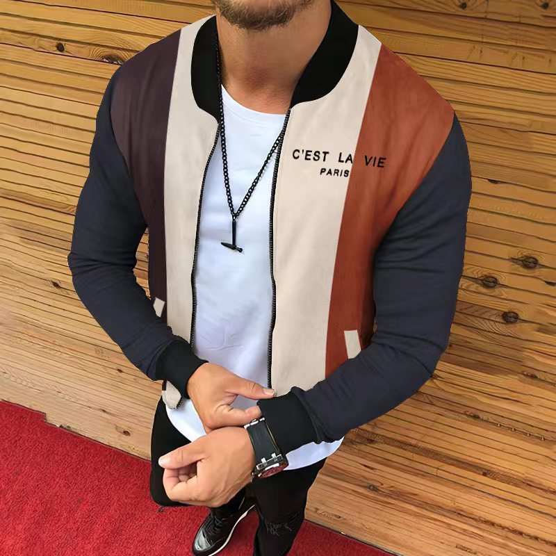 Autumn printed casual men's fallwinter corduroy jacket coat with bag cover seam pockets and street fashion style