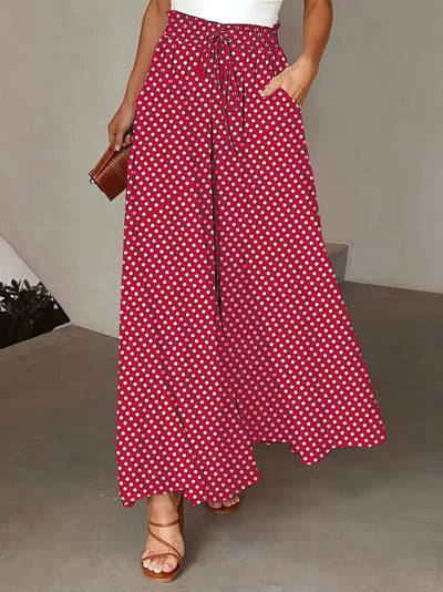 Broek met stippenprint, modieuze losse elastische taille, wijde broeken voor dameskleding Mijn winkel