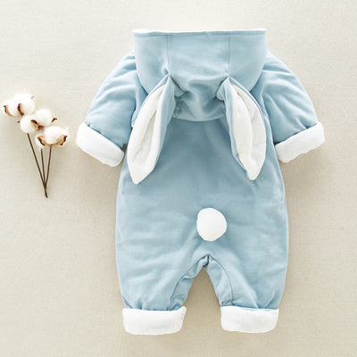 De nieuwe katoenen gevoerde katoenen baby romper verdikte chinchilla capuchon katoenen baby rompertjes pasgeboren gaan klimkleding Ritchy's Shop